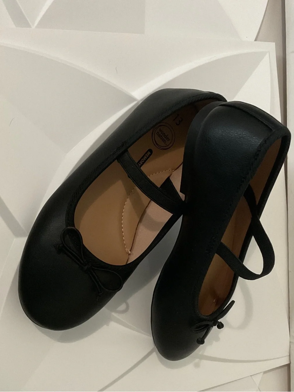 Black Mary Jane Flats with Bow Accent